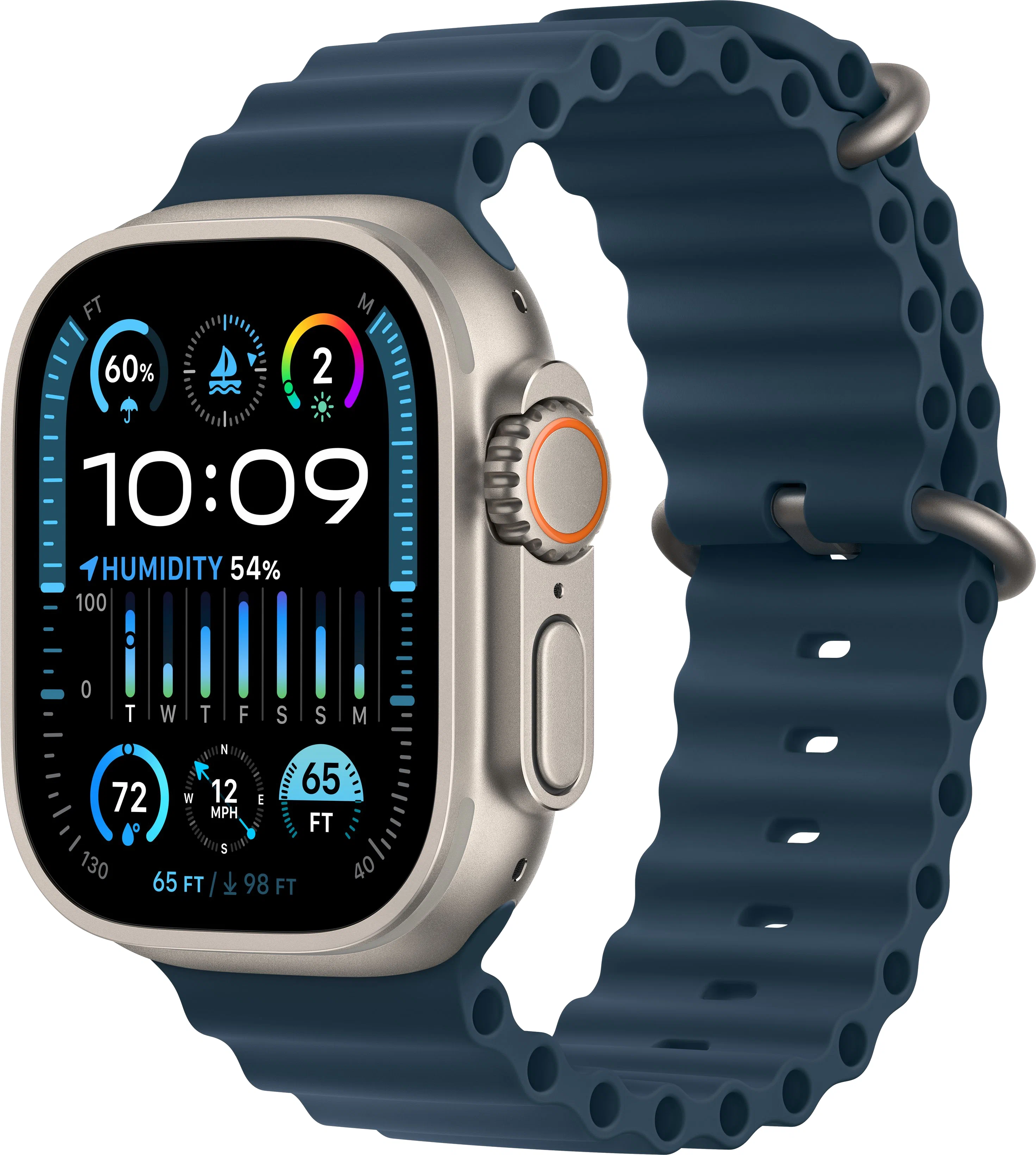 Apple Watch Ultra 2 GPS, 49 мм, корпус из титана, ремешок Ocean синего цвета