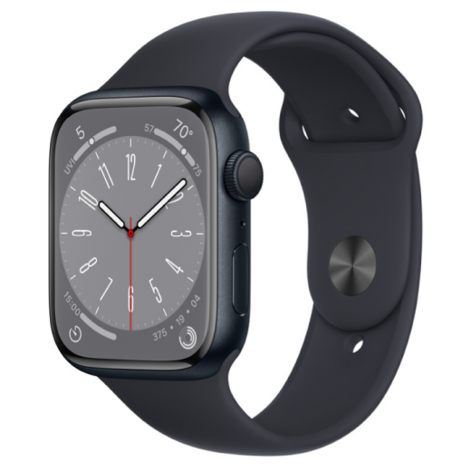 Apple Watch Series 8, 45 мм, цвета Midnight, спортивный браслет Midnight, картинка 1