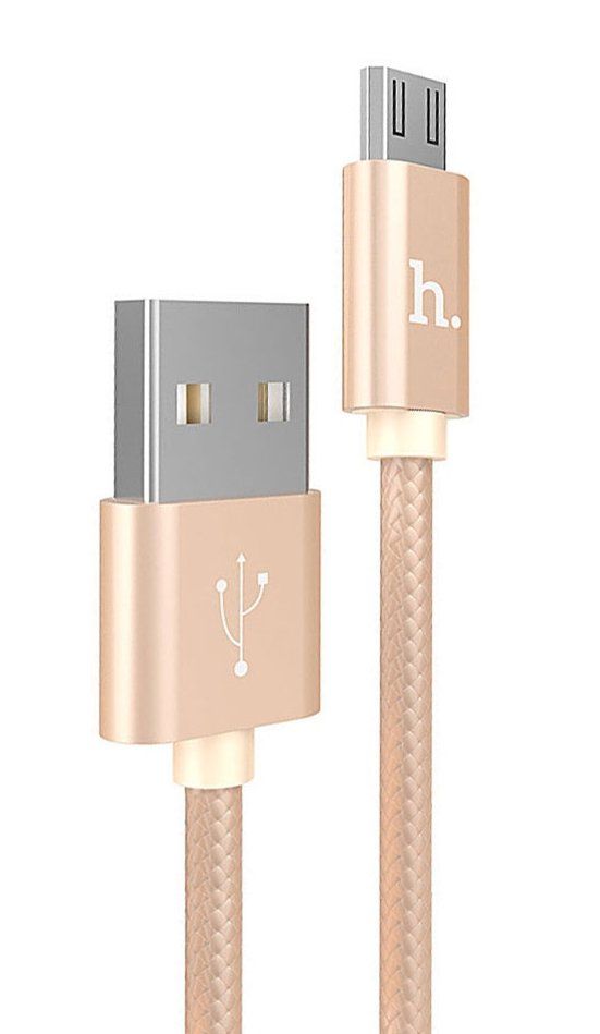 Кабель HOCO X2 Nylon Lightning Cable 1m - Gold, картинка 1