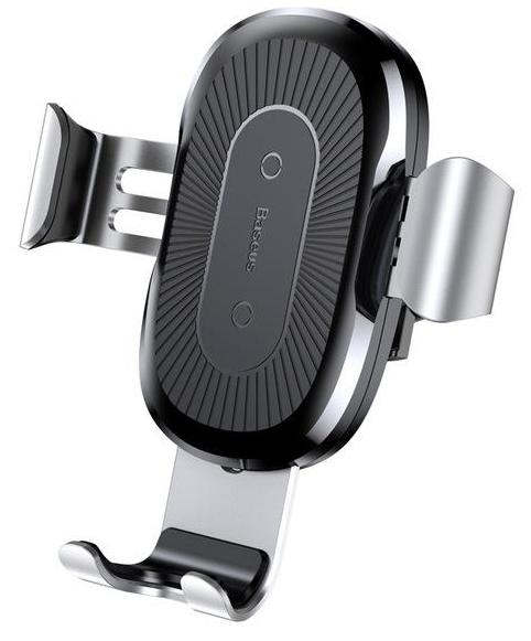 Держатель магнитный c зарядкой BASEUS Wireless Charger Qi Gravity - Silver, картинка 1