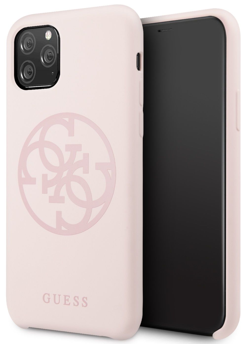 Чехол Guess для iPhone 11 Pro Silicone collection 4G logo Hard Light pink, картинка 1