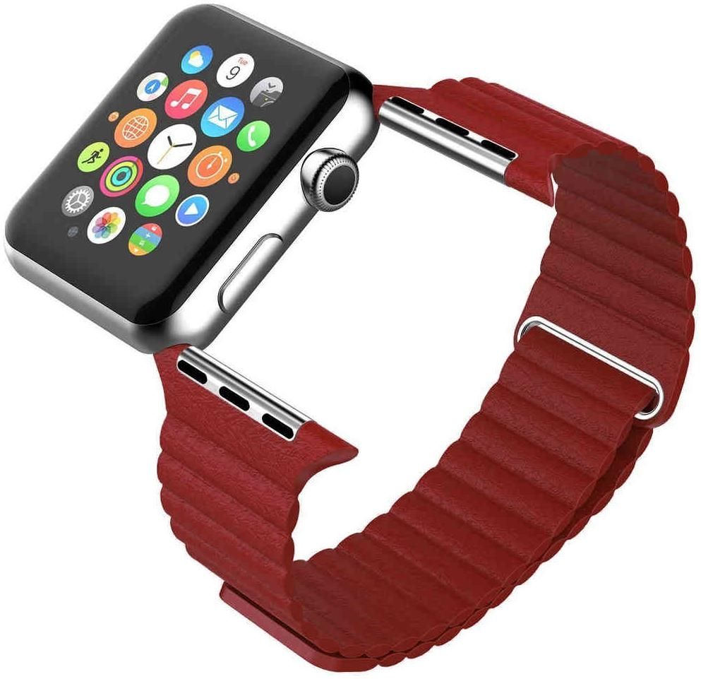 Ремешок кожаный для Apple Watch 38mm Red, картинка 3