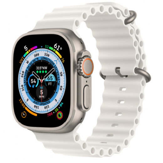 Apple Watch Ultra GPS + Cellular, 49 мм, Titanium, ремешок Ocean белого цвета, картинка 1