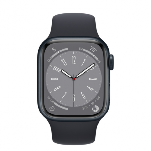 Apple Watch Series 8, 41 мм, цвета Midnight, спортивный браслет Midnight, картинка 2