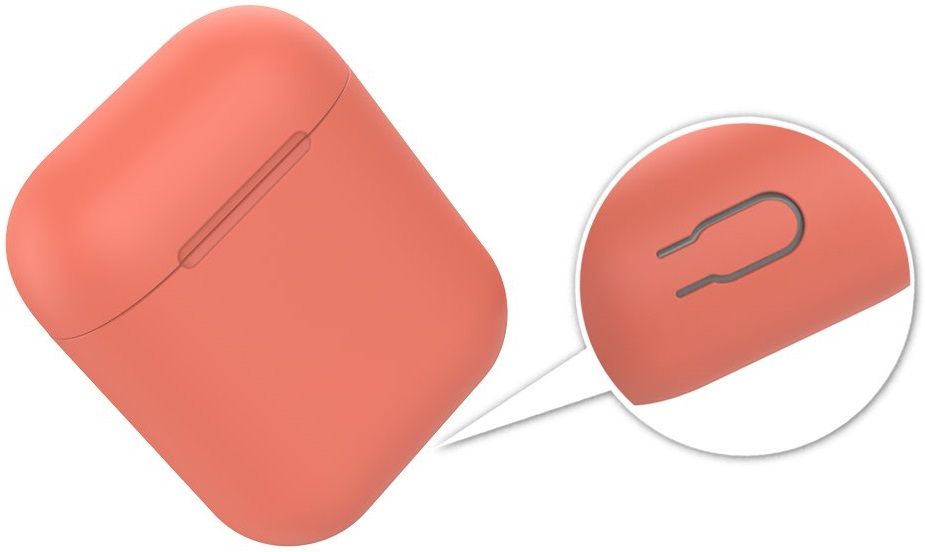 Силиконовый чехол Deppa Ultra Slim для Air Pods 1/2 персиковый, картинка 3