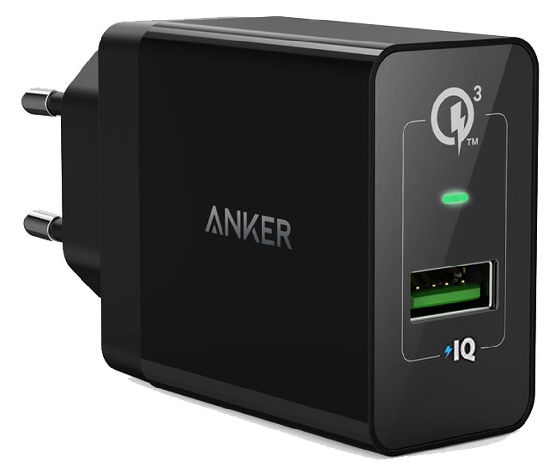 СЗУ Anker PowerPort+ 18W USBx1 3A QC 3.0 - Black, картинка 1