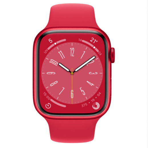 Apple Watch Series 8, 45 мм, цвета Red, спортивный браслет Red, картинка 2