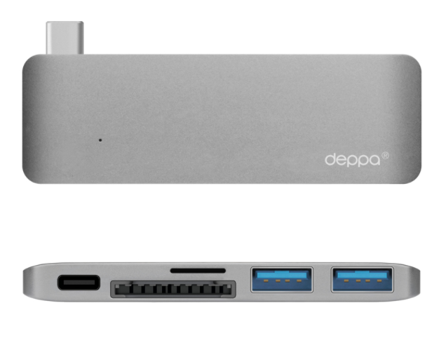 Deppa USB Type-C адаптер 5 в 1 для MacBook - Gray, картинка 1