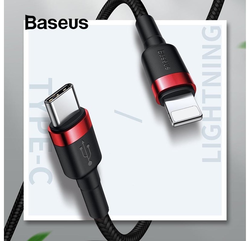 Кабель BASEUS Cafule Cable Type-C to Lightning 18W 1.0m - Black/Red, картинка 2