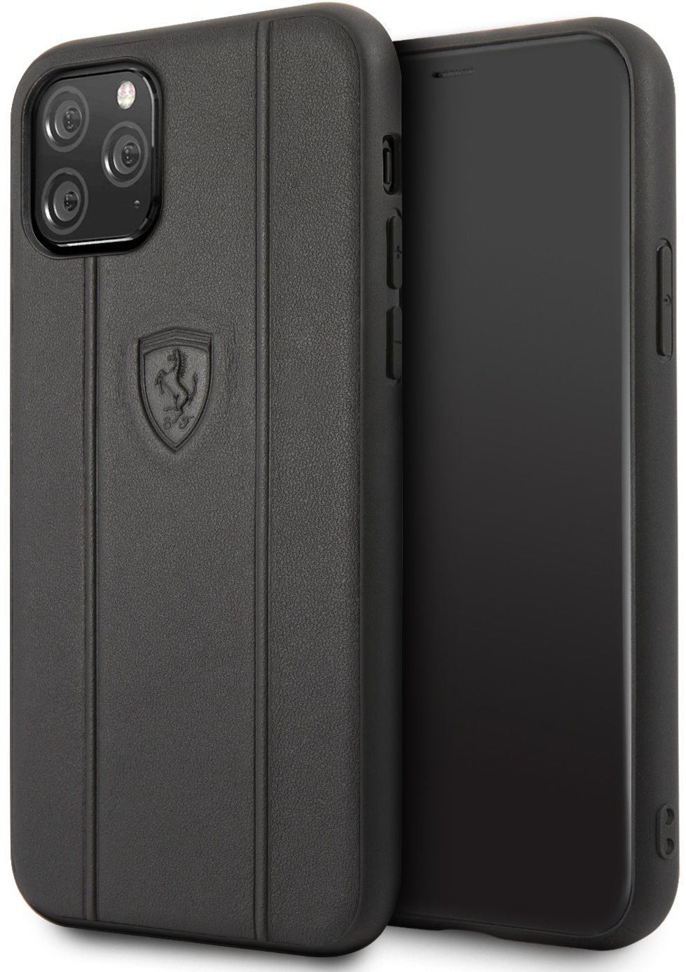 Чехол Ferrari для iPhone 11 Pro Stamped logo Embossed lines Hard Leather Black, картинка 1
