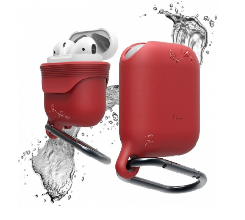 Чехол Elago для AirPods водозащитный с карабином - красный, картинка 1