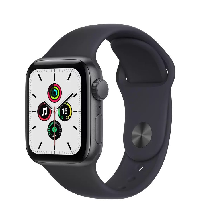 Apple Watch SE, 40 мм, цвета Space Gray, спортивный браслет Space Gray, картинка 1