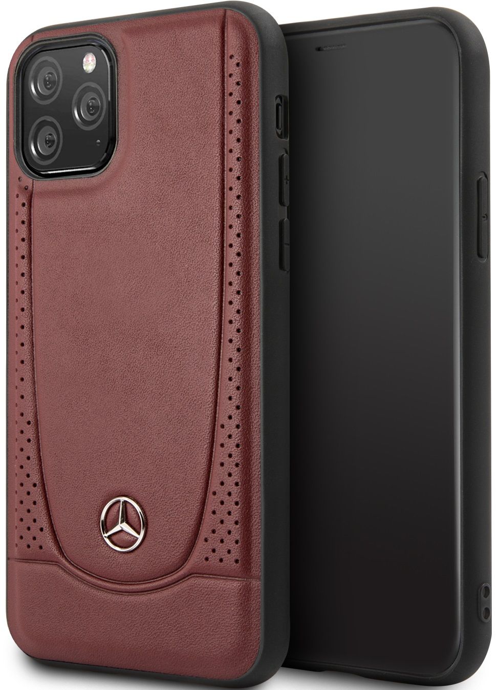 Чехол Mercedes для iPhone 11 Pro Urban Smooth/perforated Hard Leather Red, картинка 1