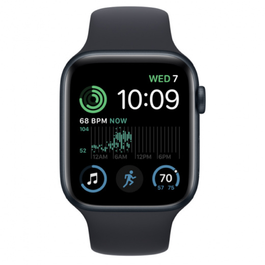 Apple Watch SE 2023, 44 мм, алюминий цвета «Midnight», спортивный ремешок цвета «Midnight» M/L, картинка 2
