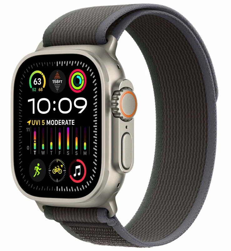 Apple Watch Ultra 2 GPS, 49 мм, корпус из титана, ремешок Trail синего/черного цвета, картинка 1