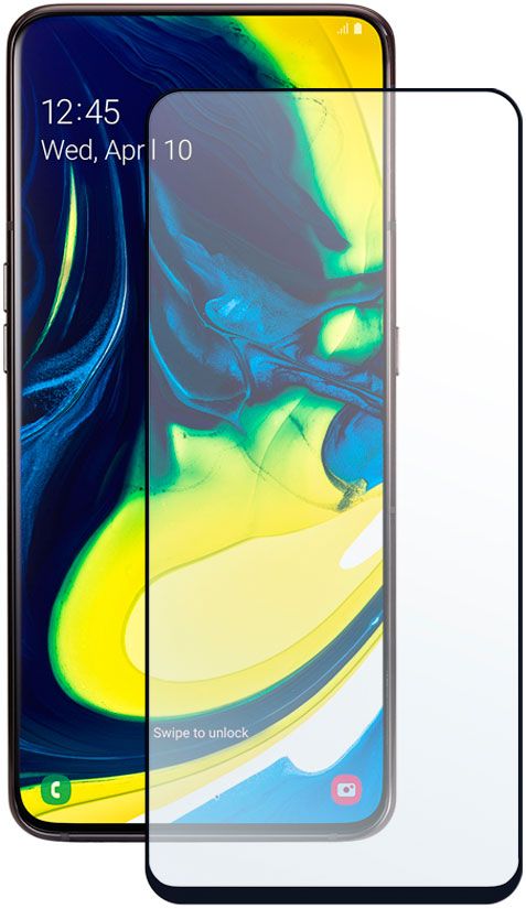 Защитное стекло Galaxy A80 5D чёрное, картинка 1