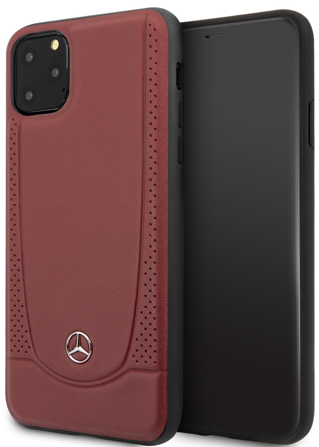 Чехол Mercedes для iPhone 11 Pro Max Urban Smooth/perforated Hard Leather Red