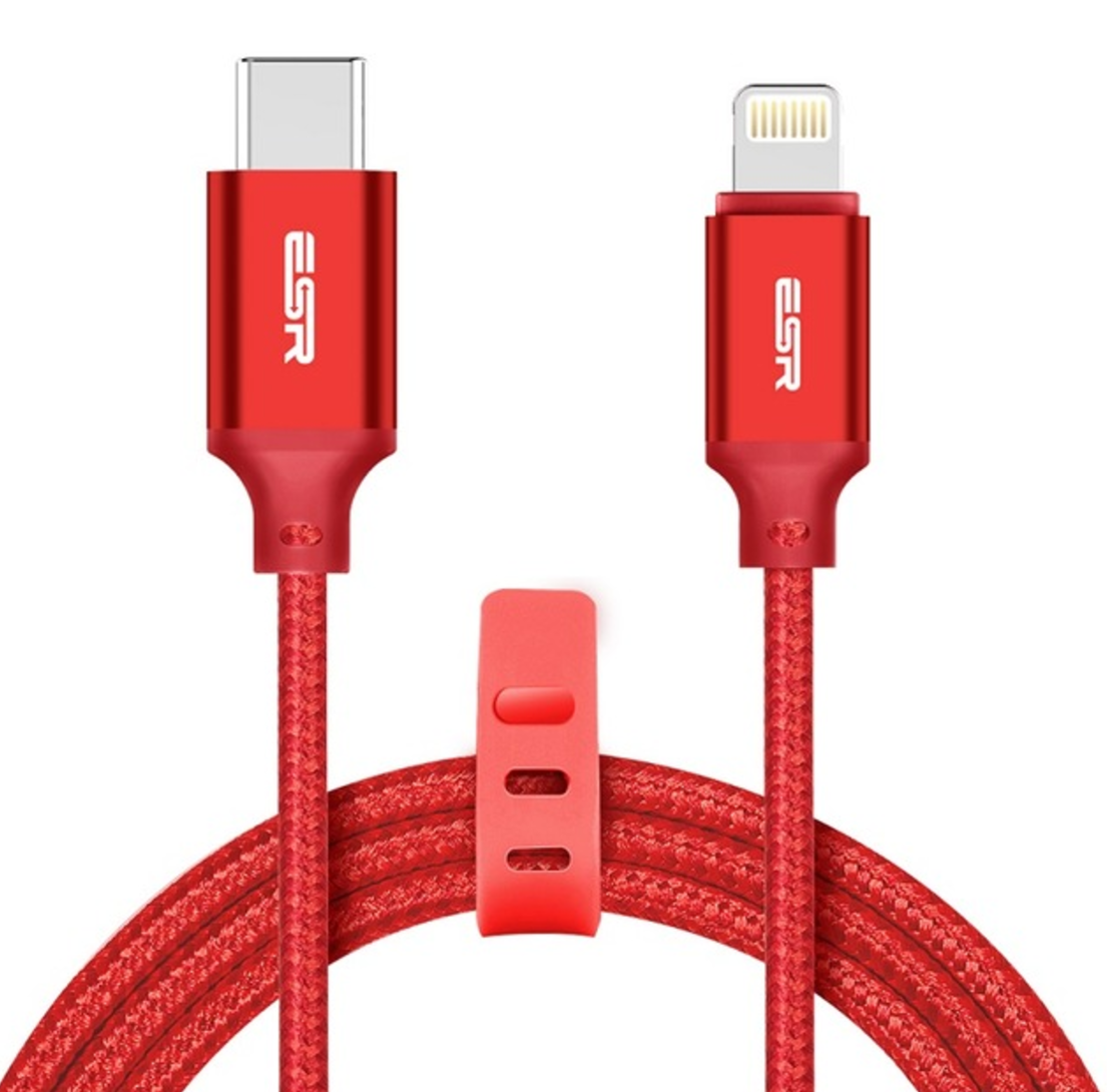 Кабель ESR USB-C to Lightning Fast Data Sync Charging Cable 1m - Red, картинка 1