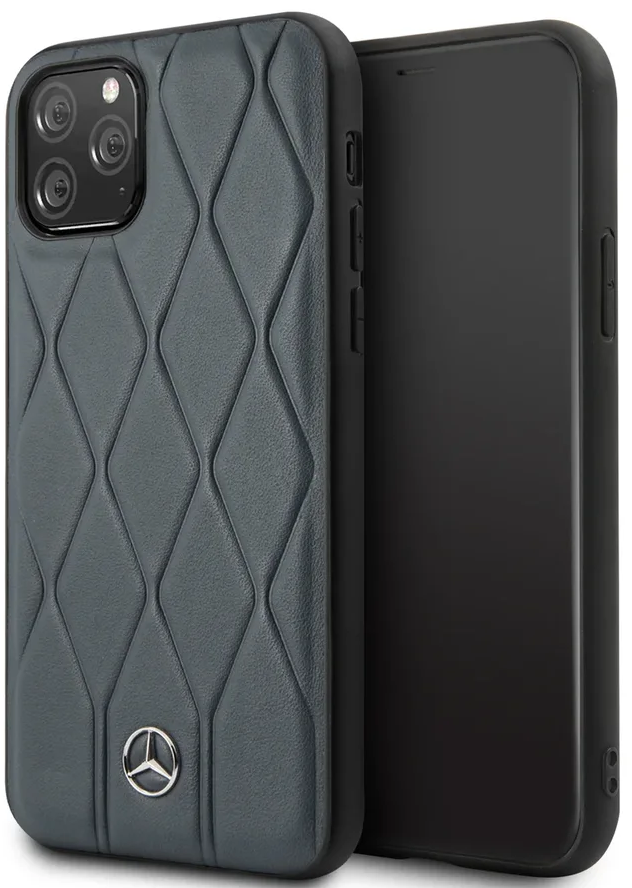 Чехол Mercedes для iPhone 11 Pro Wave Quilted Hard Leather Blue, картинка 1