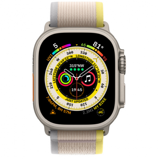 Apple Watch Ultra GPS + Cellular, 49 мм, Titanium, ремешок Trail желтого/бежевого цвета, картинка 2