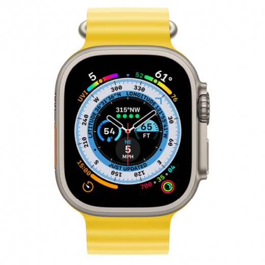 Apple Watch Ultra GPS + Cellular, 49 мм, Titanium, ремешок Ocean желтого цвета, картинка 2