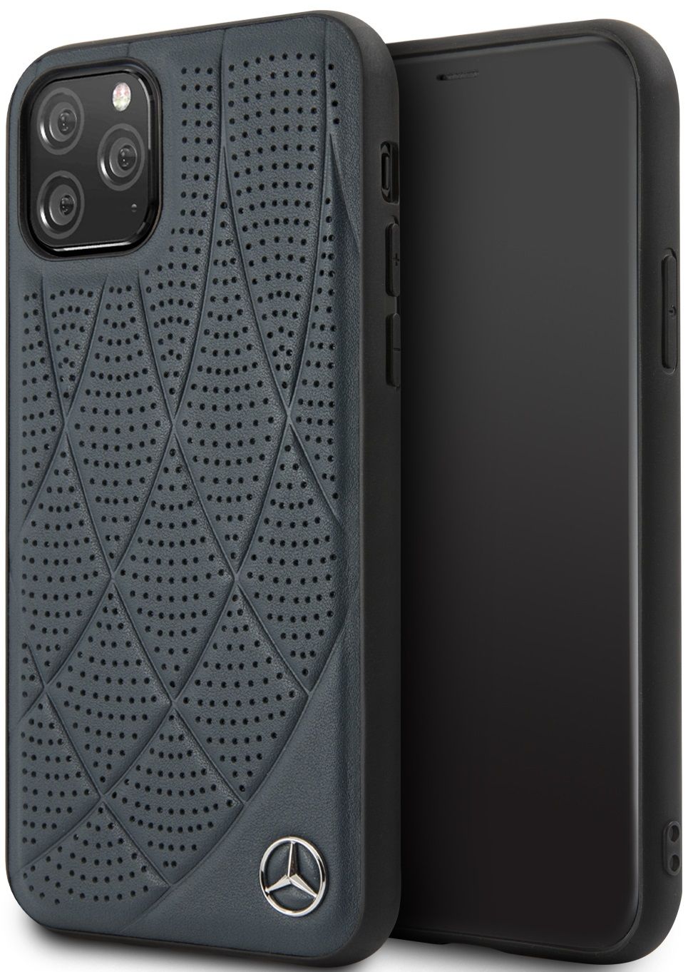 Чехол Mercedes для iPhone 11 Pro Bow Quilted/perforated Hard Leather Blue, картинка 1