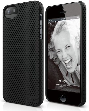 Чехол Elago для iPhone 5S/SE Breathe Hard PC перфорированный чёрный, картинка 1