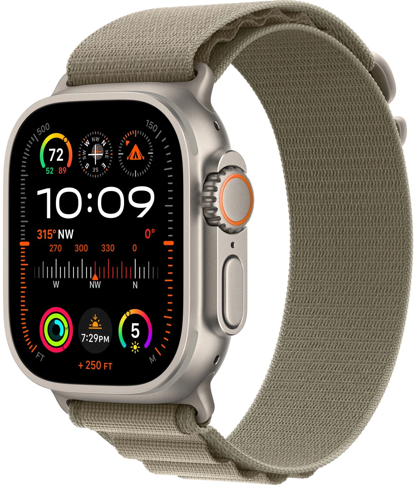 Apple Watch Ultra 2 GPS, 49 мм, корпус из титана, ремешок Alpine оливкового цвета, картинка 1