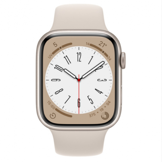 Apple Watch Series 8, 45 мм, цвета Starlight, спортивный браслет Starlight, картинка 2