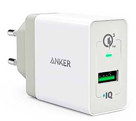 СЗУ Anker PowerPort+ 18W USBx1 3A QC 3.0 - White