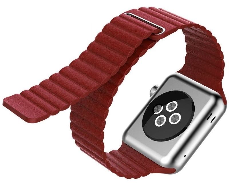 Ремешок кожаный для Apple Watch 38mm Red, картинка 2