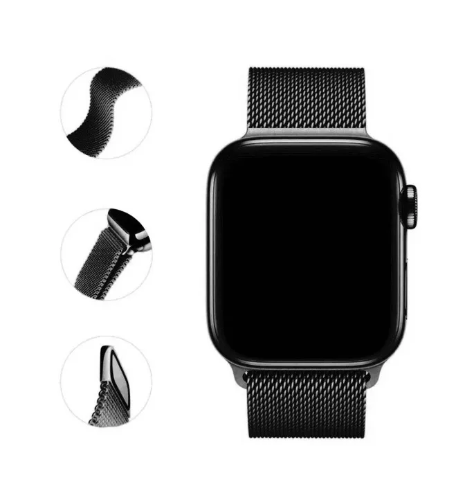 Ремешок для Apple Watch 42/44/45/49mm Миланская петля, черный, картинка 2