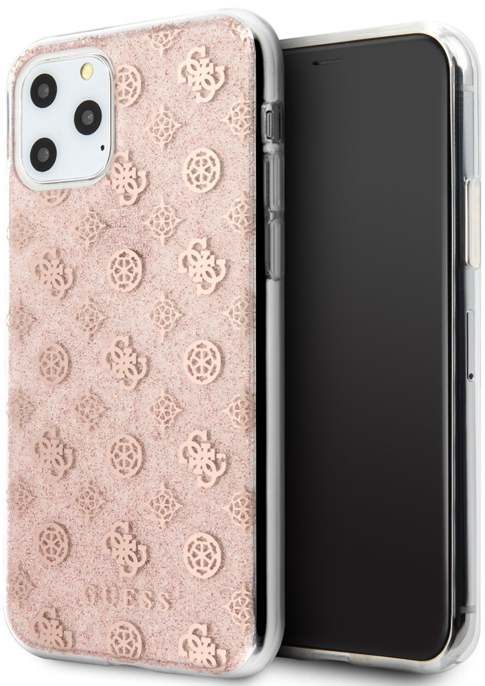 Чехол Guess для iPhone 11 Pro 4G Peony Hard PC/TPU Glitter Pink, картинка 1