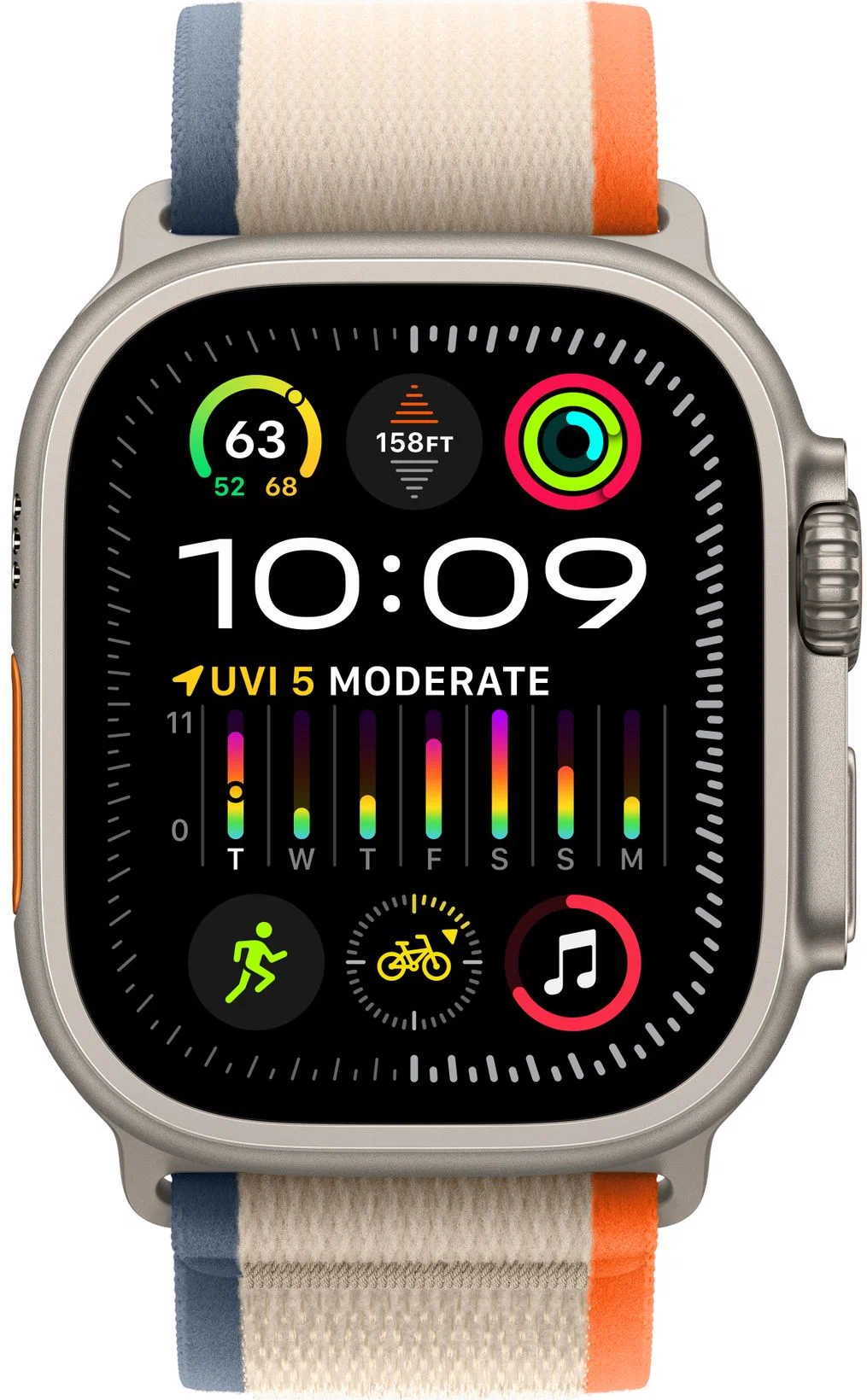 Apple Watch Ultra 2 GPS, 49 мм, корпус из титана, ремешок Trail оранжевого/бежевого цвета, картинка 2