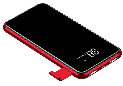 Внешний аккумулятор BASEUS Full Screen Bracket Wireless charge Power Bank 8.000mAh - Красный, картинка 3