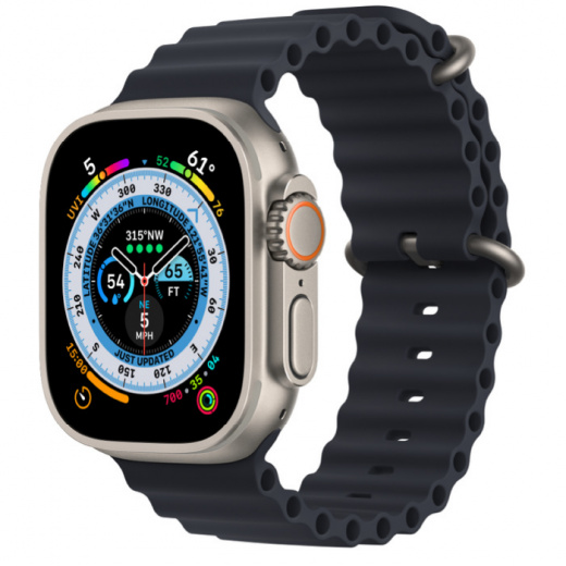 Apple Watch Ultra GPS + Cellular, 49 мм, Titanium, ремешок Ocean цвета «тёмная ночь», картинка 1