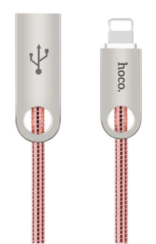 Кабель HOCO U8 Zinc Metal Lightning Cable 1m - Rose Gold, картинка 1