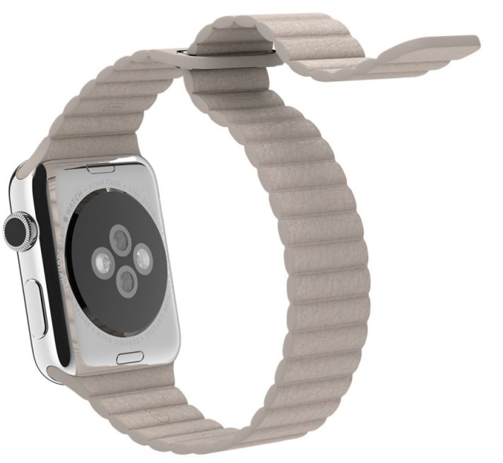 Ремешок кожаный для Apple Watch 38mm Beige, картинка 2