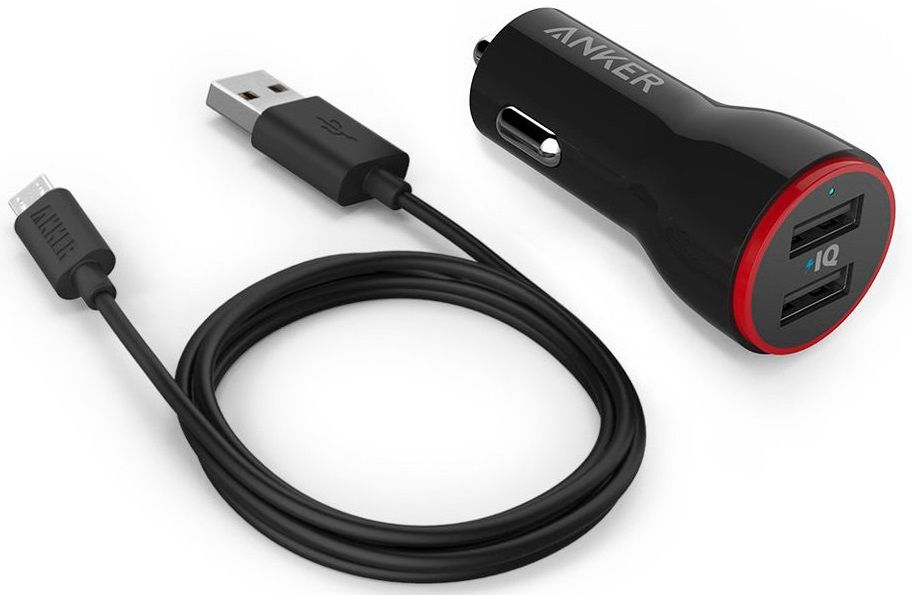 Автомобильное ЗУ ANKER PowerDrive 24W 2-Port + Micro USB cable - Черный , картинка 1