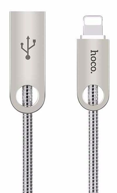 Кабель HOCO U8 Zinc Metal Lightning Cable 1m - Silver, картинка 1