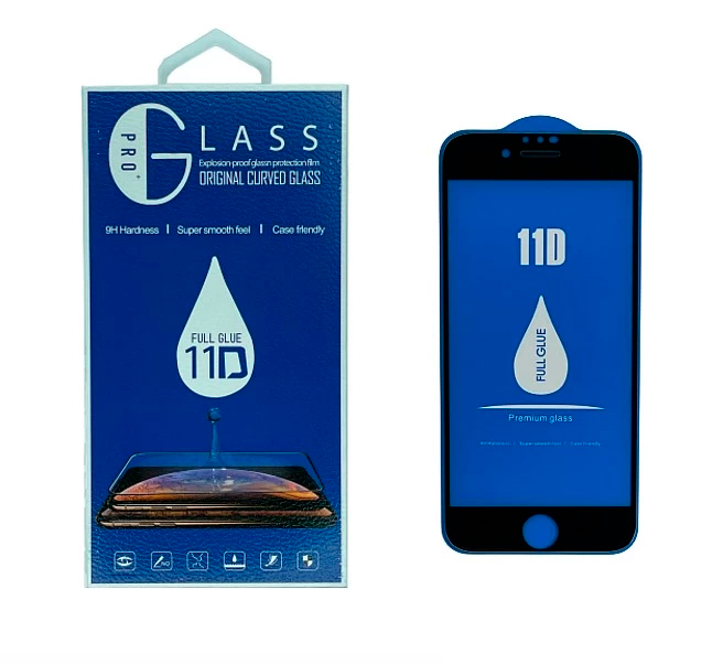Защитное стекло 11D iPhone 7/8/SE 2 Black с защитой динамика от пыли, картинка 1