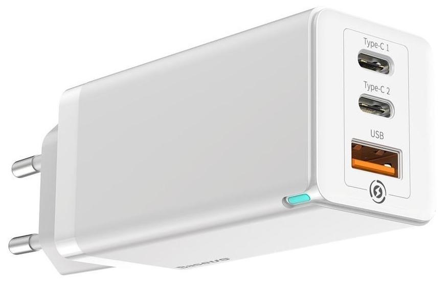 СЗУ BASEUS GaN Mini Quick Travel charger Type-C + USB 65W (CCGAN-B02) Белый
