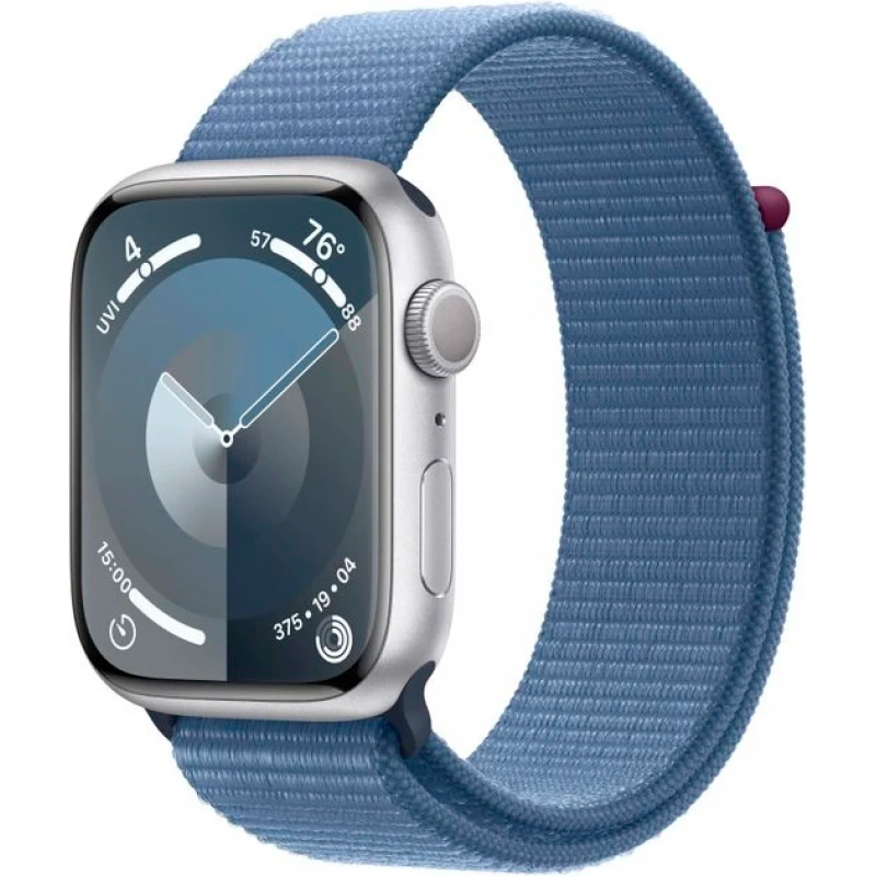 Apple Watch Series 9, 45 мм, алюминий цвета «Silver», ремешок Loop цвета «Blue», картинка 1