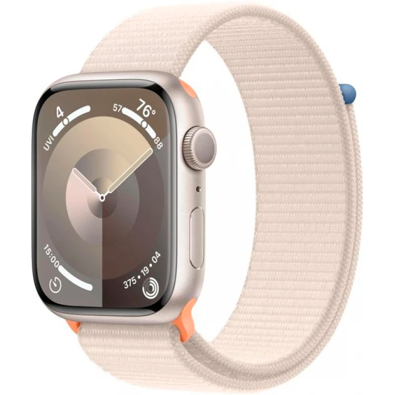 Apple Watch Series 9, 45 мм, алюминий цвета «Starlight», ремешок Loop цвета «Starlight»
