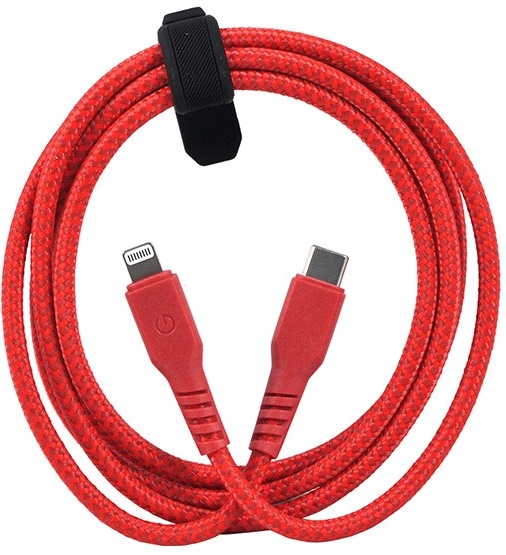 Кабель EnergEA FibraTough USB-C - Lightning MFI 1.5m красный, картинка 2
