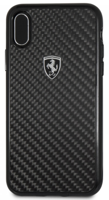 Чехол Ferrari iPhone X Heritage Real carbon Hard Black
