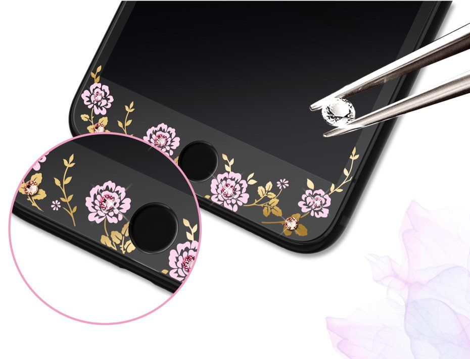 Защитное стекло Защитное стекло Kavaro iPhone 7 Plus Flower Tempered Glass Black, слайд 2