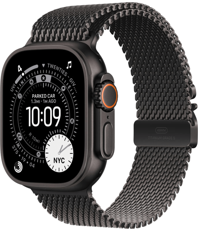Apple Watch Ultra 3 GPS, 49 мм, черный титан, ремешок Titanium Milanese Loop цвета Black