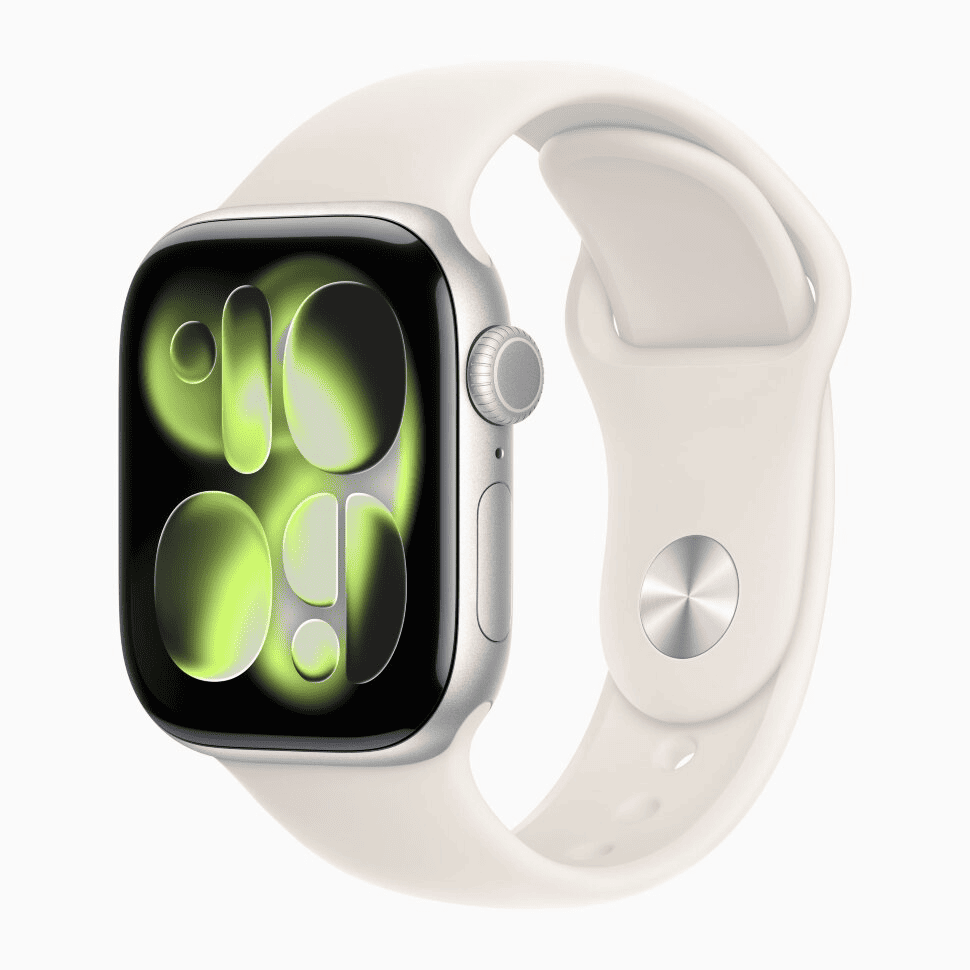 Apple Watch Series 11 GPS 46 мм, алюминий цвета «Silver», спортивный ремешок цвета «Starlight», картинка 1