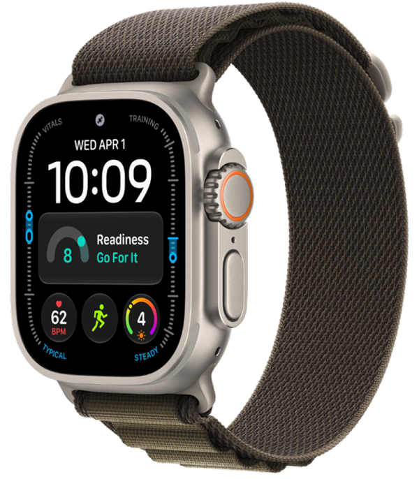 Apple Watch Ultra 4 GPS, 49 мм, натуральный титан, ремешок Alpine Loop цвета Dark Olive